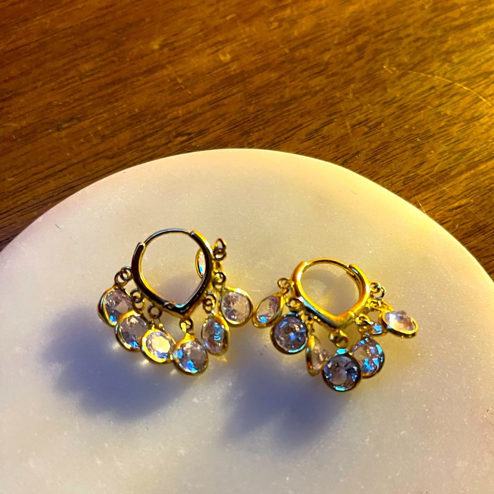 Hoop earrings dangle clear crystal